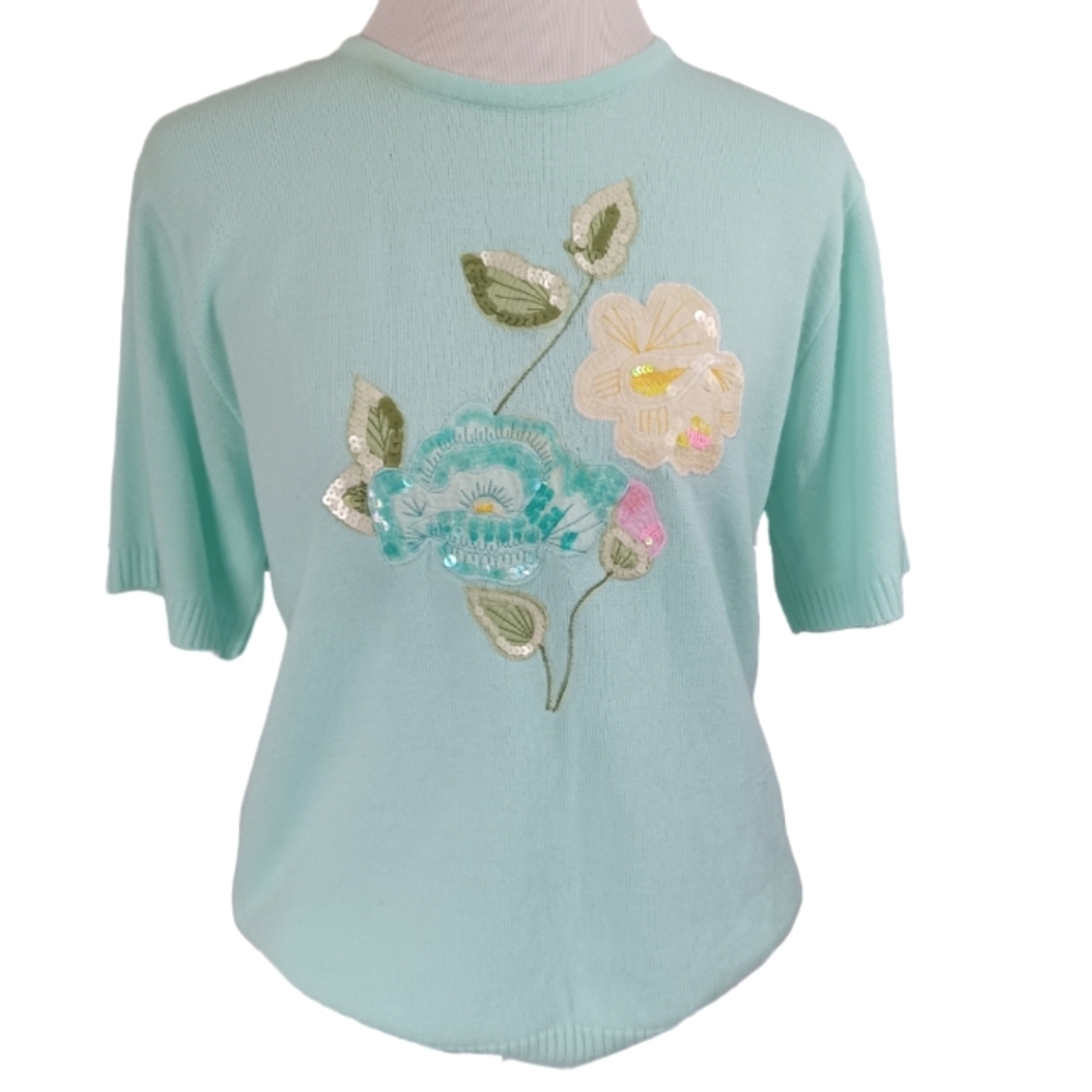 HABAND SWEATER WITH FLORAL APPLIQUE  SIZE L
